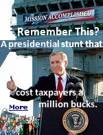 The White House denied that the president's visit to the USS Abraham Lincoln had been a costly stunt which delayed the aircraft carrier's homecoming. George Bush made a dramatic deck landing on the carrier in a navy Viking jet warplane which he piloted himself part of the way. Instead of landing at port to meet families, the aircraft carrier circled out at sea to accommodate the president's theatrics.